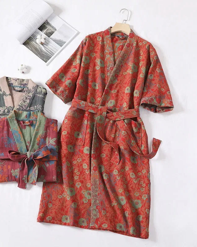 Cotton Double Gauze Japanese Kimono Robe